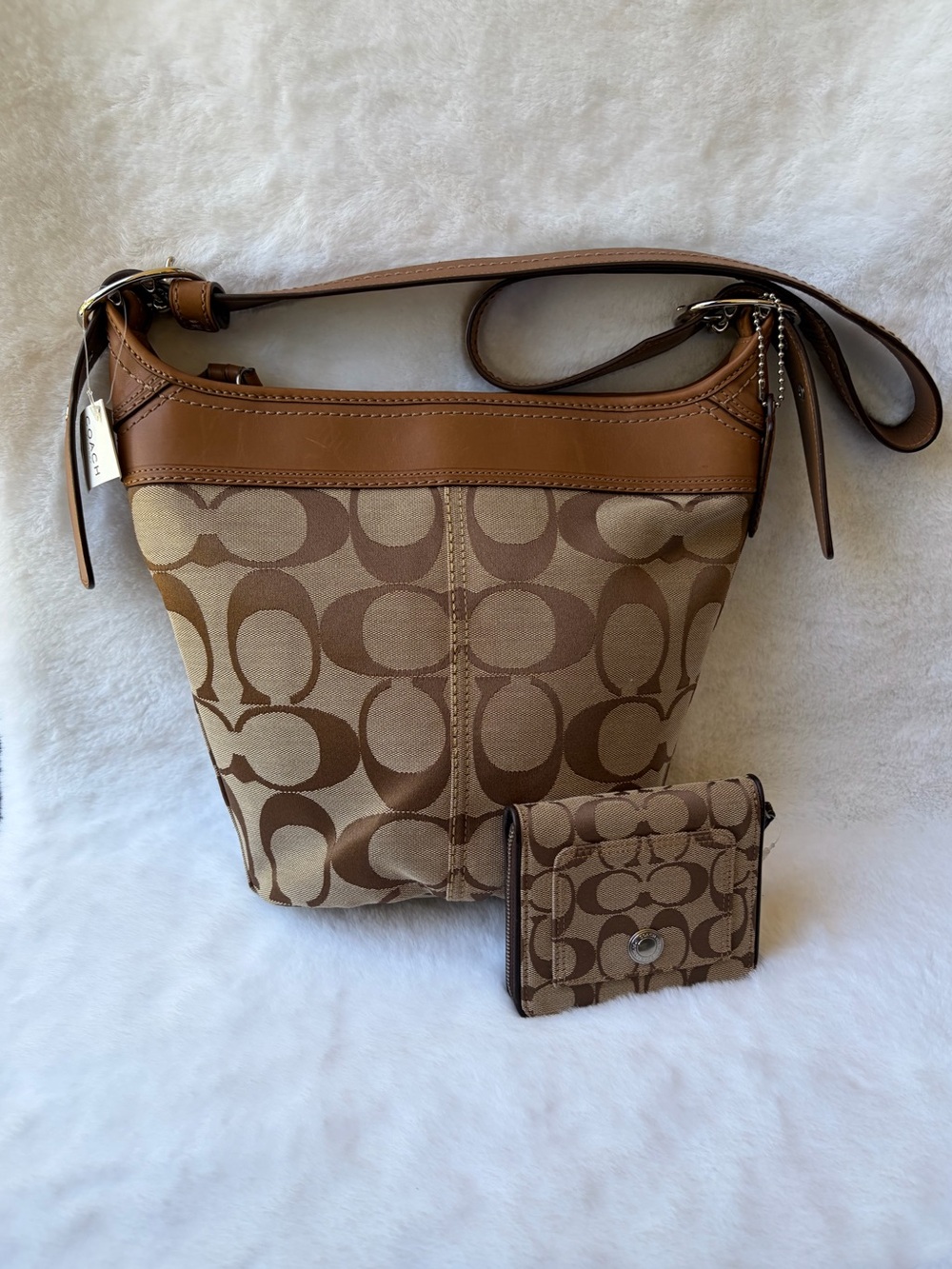 NWT Vintage Coach Bleecker Bucket Bag with Matching Monogram Wallet